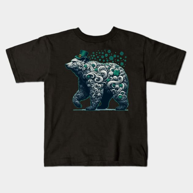 Happy st patricks day funny green bear Kids T-Shirt by TomFrontierArt